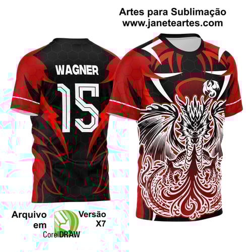 Arte Vetor Camisa Interclasse Dragão Fogo Vermelho 2024 - 2025