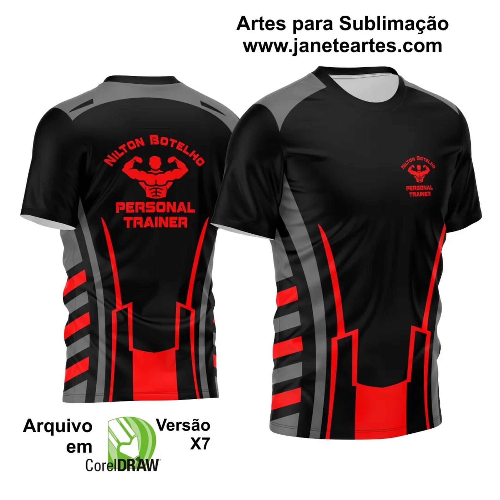 Arte Estampa Camisa Profissão - Personal Trainer Academia