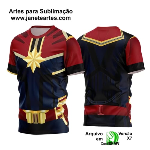 Arte Estampa Camisa Heróis - Capitã Marvel Arte Estampa Camisa Heróis - Capitã Marvel