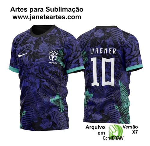 Arte Vetor Camisa de Interclasse Brasil Floral 2023