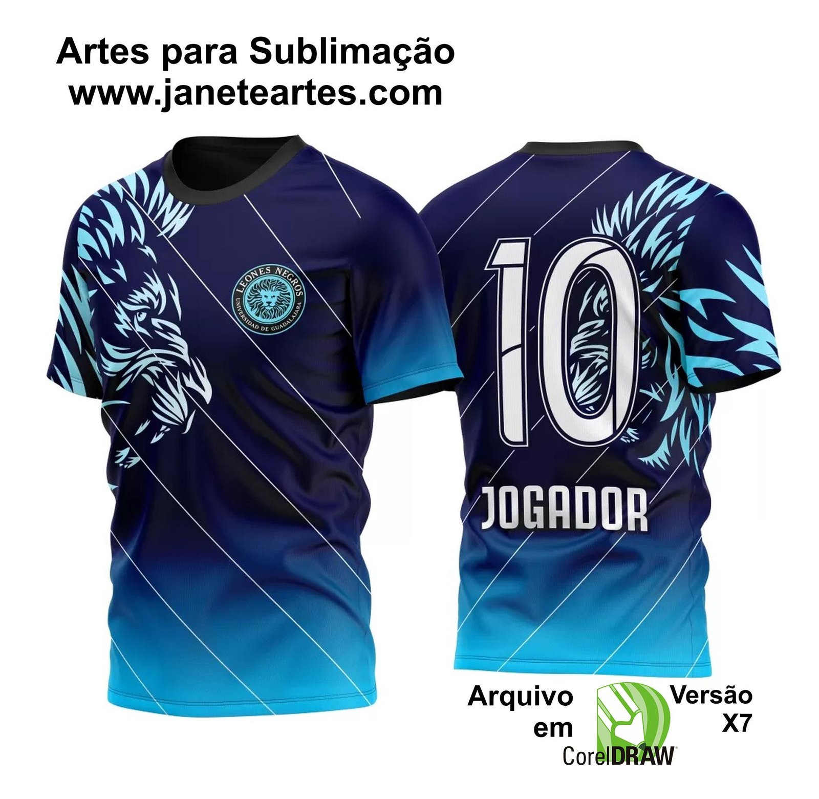 Arte Vetor Camisa Time Leão Azul Degrade 2023