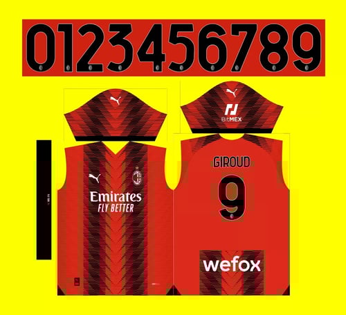 Arte Vetor Camisa AC Milan Titular 2023 - 2024