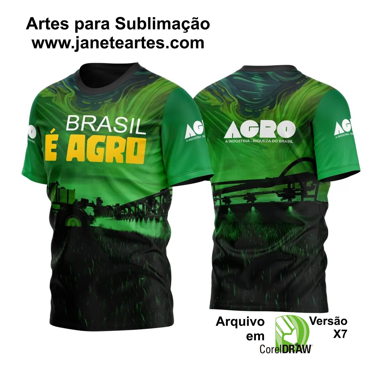 Arte Vetor Camisa AGRO Colheitadeira Brasil 2023