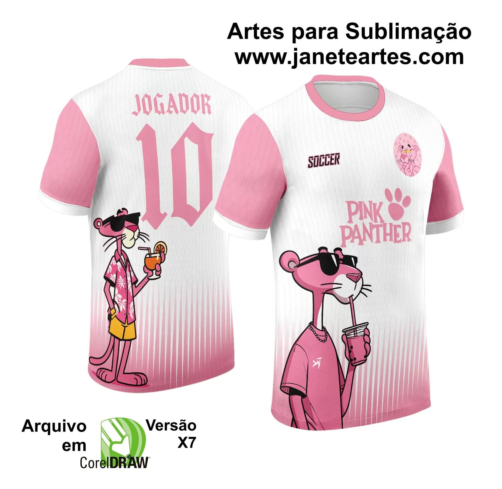 Arte Vetor Camisa de Interclasse Pantera Cor de Rosa 2024 - 2025 - Janete Artes