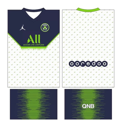 Arte Vetor Camisa Paris Saint-Germain PSG Conceito Azul e Verde