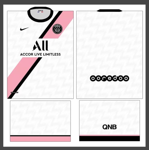 Arte Vetor Camisa Paris Saint-Germain PSG Visita Concept 2022 Rosa