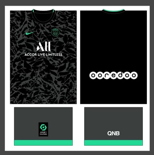 Arte Vetor Camisa Paris Saint-Germain PSG Conceito Preto Grunge 2022