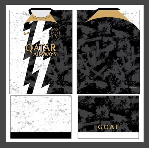 Arte Vetor Camisa Paris Saint-Germain PSG Conceito Grunge Branco e Cinza 2023