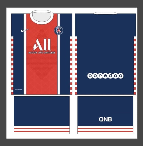 Arte Vetor Camisa Paris Saint-Germain PSG Conceito 2022  Azul e Vermelho