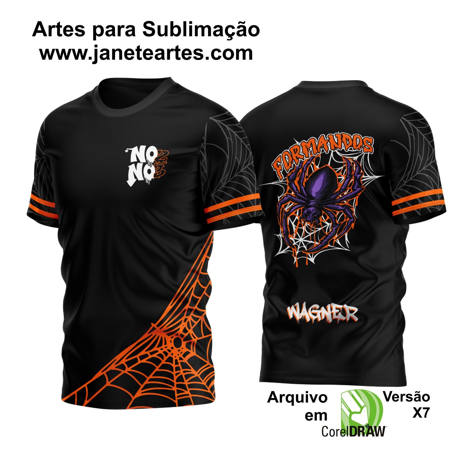 Arte Vetor Camisa Formandos 2023 Aranha Laranja