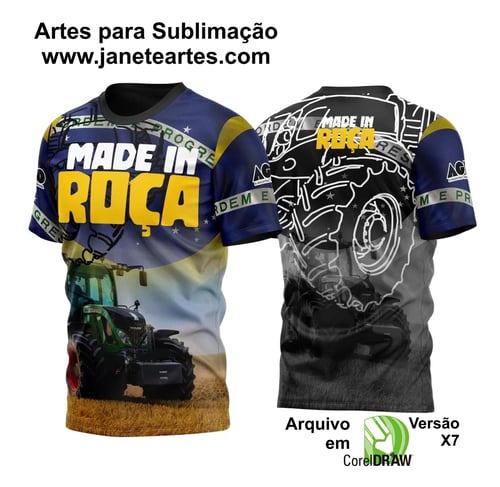 Arte Vetor Camisa AGRO Trator  e Bandeira  2023