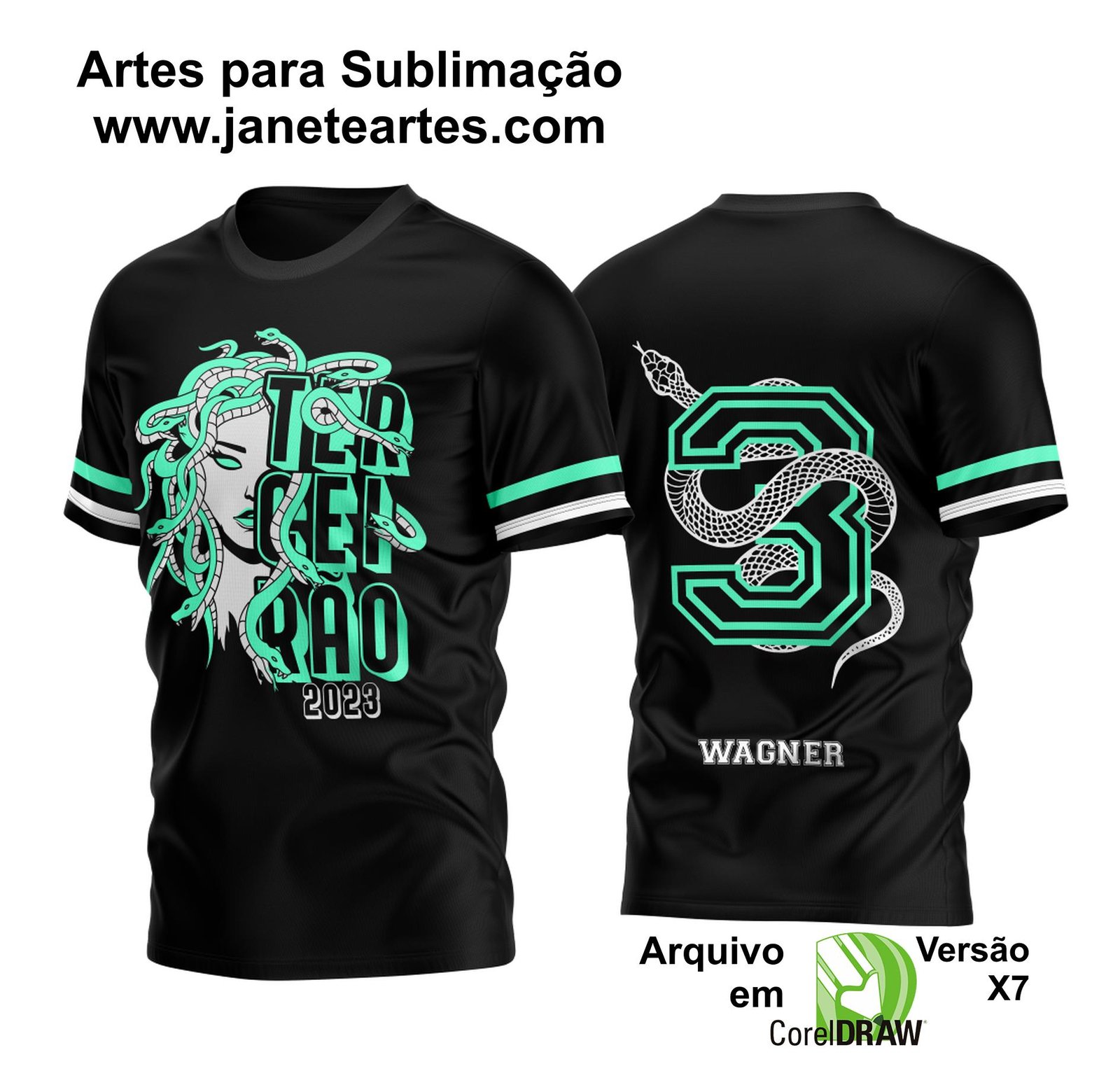 Arte Vetor Camisa Terceirão Nova Medusa Verde 3 2023 - Janete Artes