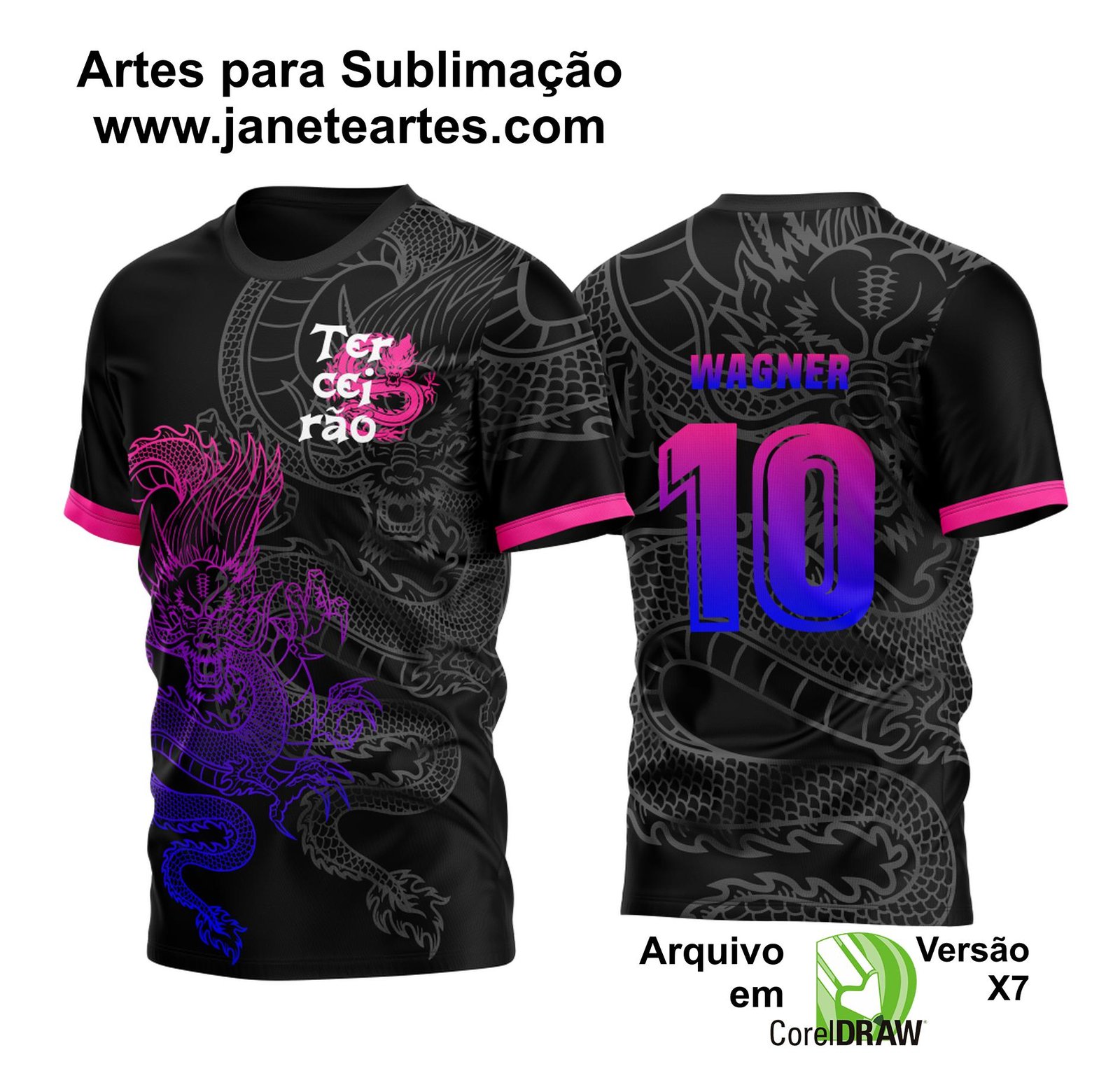 Arte Vetor Camisa Terceirão Dragão Degrade Modelo B