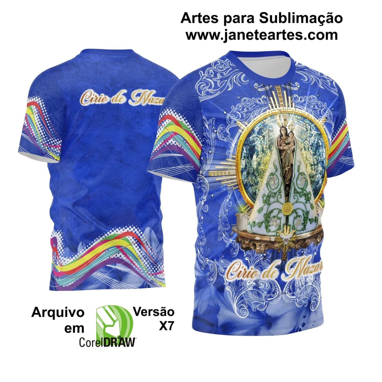 Arte Estampa Camisa Círio de Nazaré 2024 - 2025 Religiosa - Religião - Janete Artes