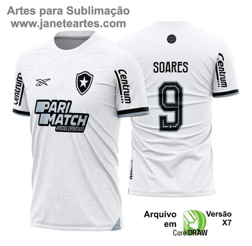 Uniforme de futebol personalizado, projetado para times amadores ou profissionais, com design moderno e arrojado. Apresenta uma combinação de cores contrastantes, logotipo ou escudo do time em destaque no peito, e detalhes gráficos na frente e nas mangas. Na parte traseira, há espaço para personalização com nome e número do jogador, garantindo identidade ao time. Ideal para jogos oficiais, amistosos ou competições, oferecendo estilo e funcionalidade.
