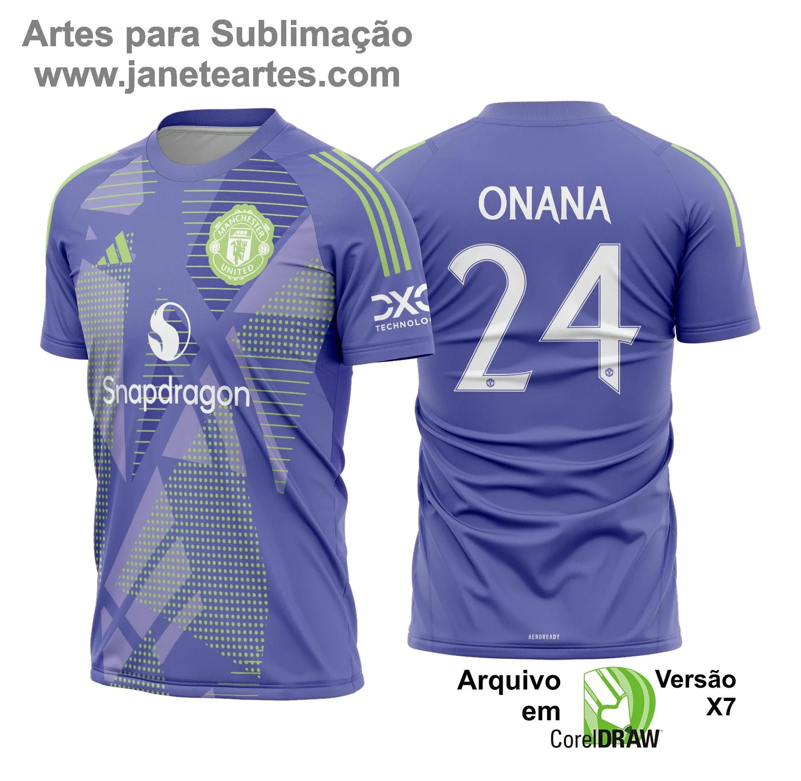 Uniforme de futebol personalizado, projetado para times amadores ou profissionais, com design moderno e arrojado. Apresenta uma combinação de cores contrastantes, logotipo ou escudo do time em destaque no peito, e detalhes gráficos na frente e nas mangas. Na parte traseira, há espaço para personalização com nome e número do jogador, garantindo identidade ao time. Ideal para jogos oficiais, amistosos ou competições, oferecendo estilo e funcionalidade. - Janete Artes