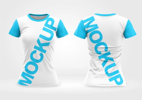 Arte Vetor Camisa Mockup Editavel CDR CorelDraw Feminina Gola Redonda