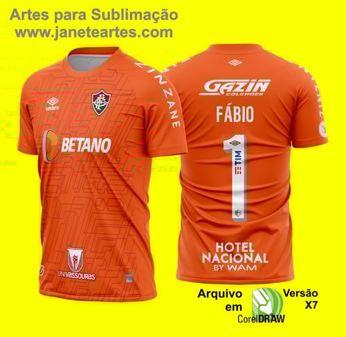Uniforme de futebol personalizado, projetado para times amadores ou profissionais, com design moderno e arrojado. Apresenta uma combinação de cores contrastantes, logotipo ou escudo do time em destaque no peito, e detalhes gráficos na frente e nas mangas. Na parte traseira, há espaço para personalização com nome e número do jogador, garantindo identidade ao time. Ideal para jogos oficiais, amistosos ou competições, oferecendo estilo e funcionalidade.