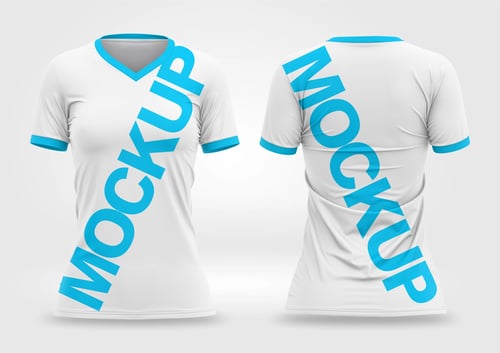 Arte Vetor Camisa Mockup Editavel CDR CorelDraw Camisa Gola V Feminina