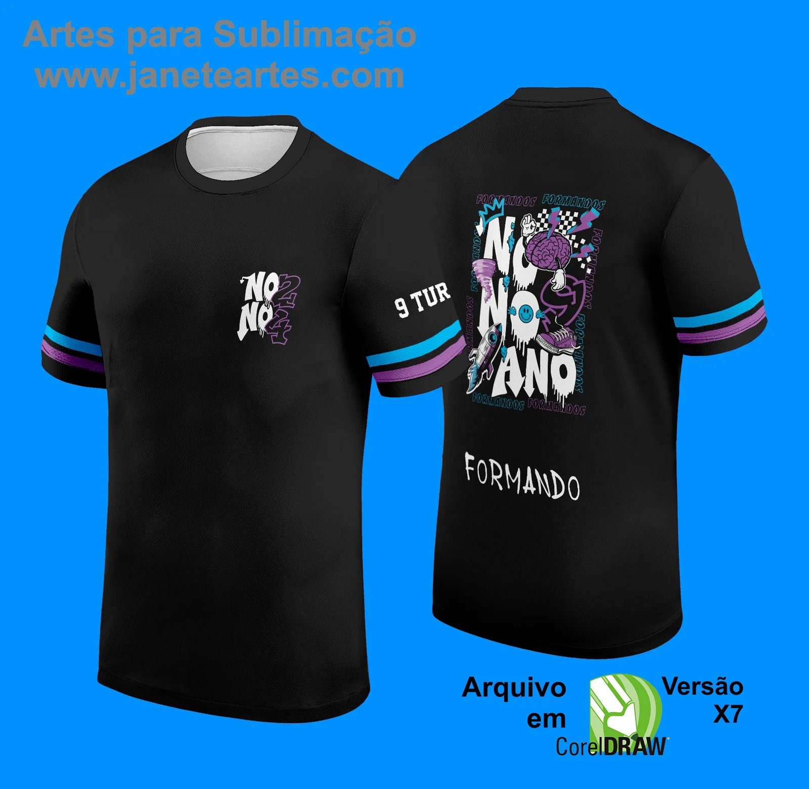Arte Vetor Camisa Formandos Nono Ano 2025: Graffit Foguete - Janete Artes