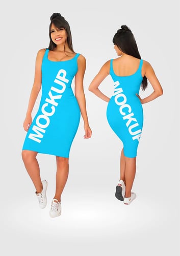 Arte Vetor Camisa Mockup Editavel CDR CorelDraw Vestido Longo Alça Fina