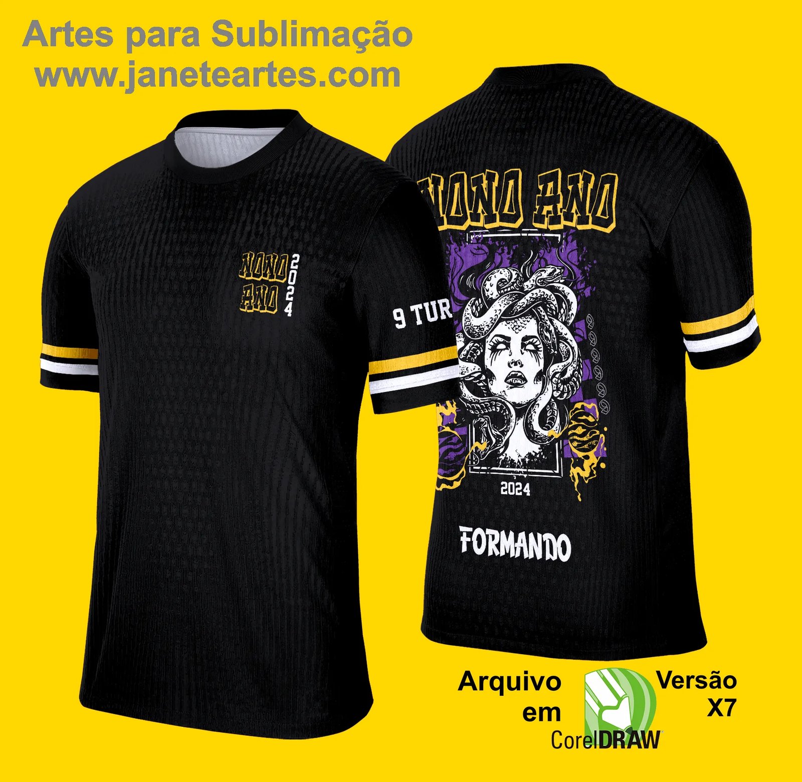 Arte Vetor Camisa Formandos Nono Ano 2025: Medusa - Janete Artes