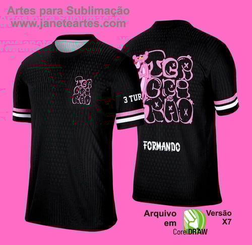 Arte Vetor Camisa Concluintes Terceirão 2025: Pantera Cor de Rosa
