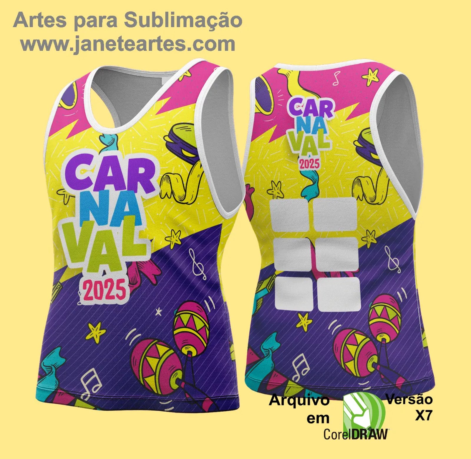 Arte Vetor - Camisa Abadá de Carnaval 2026 - Modelo 181 - Janete Artes