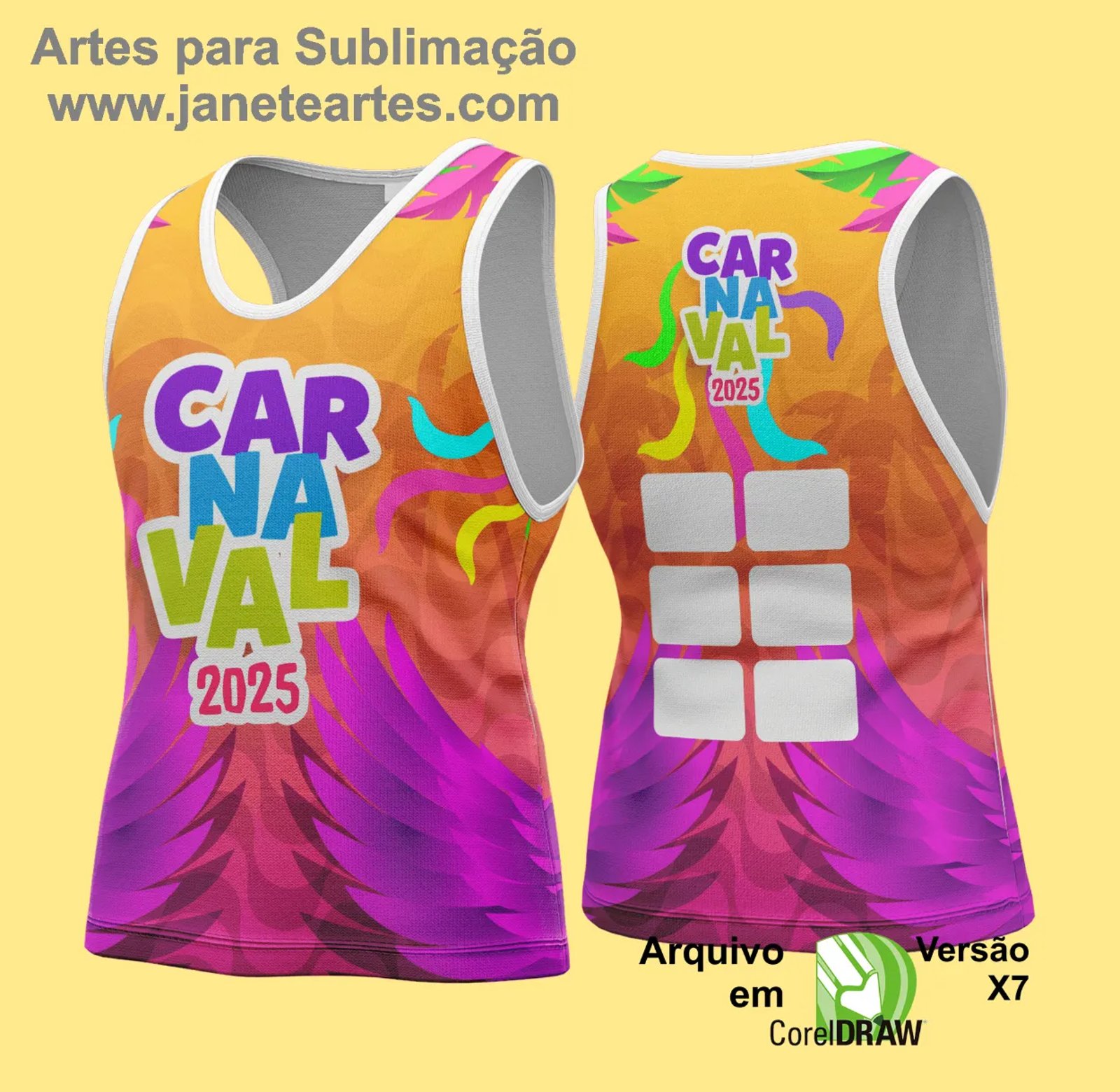 Arte Vetor - Camisa Abadá de Carnaval 2026 - Modelo 189 - Janete Artes