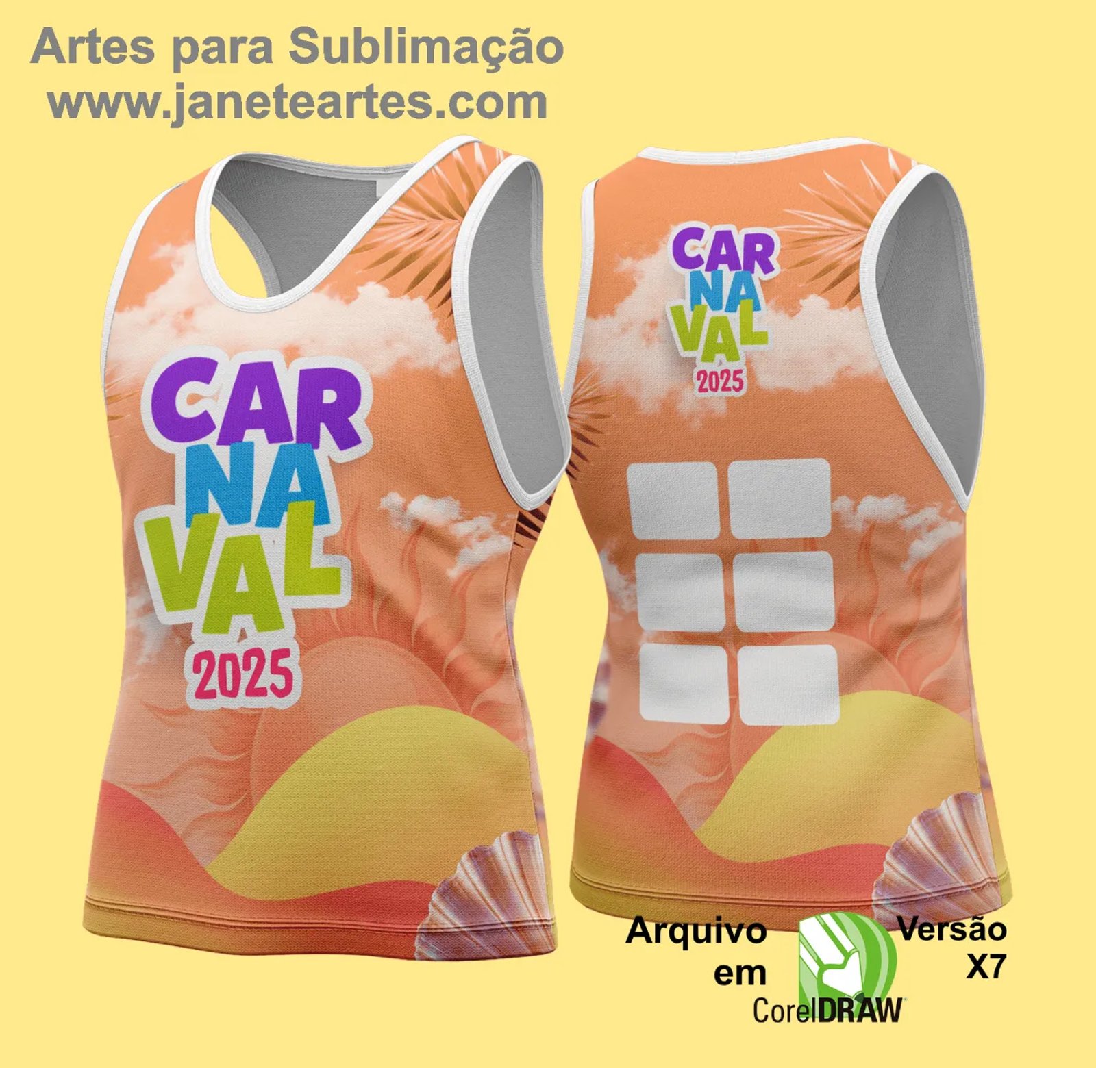 Arte Vetor - Camisa Abadá de Carnaval 2026 - Modelo 190 - Janete Artes