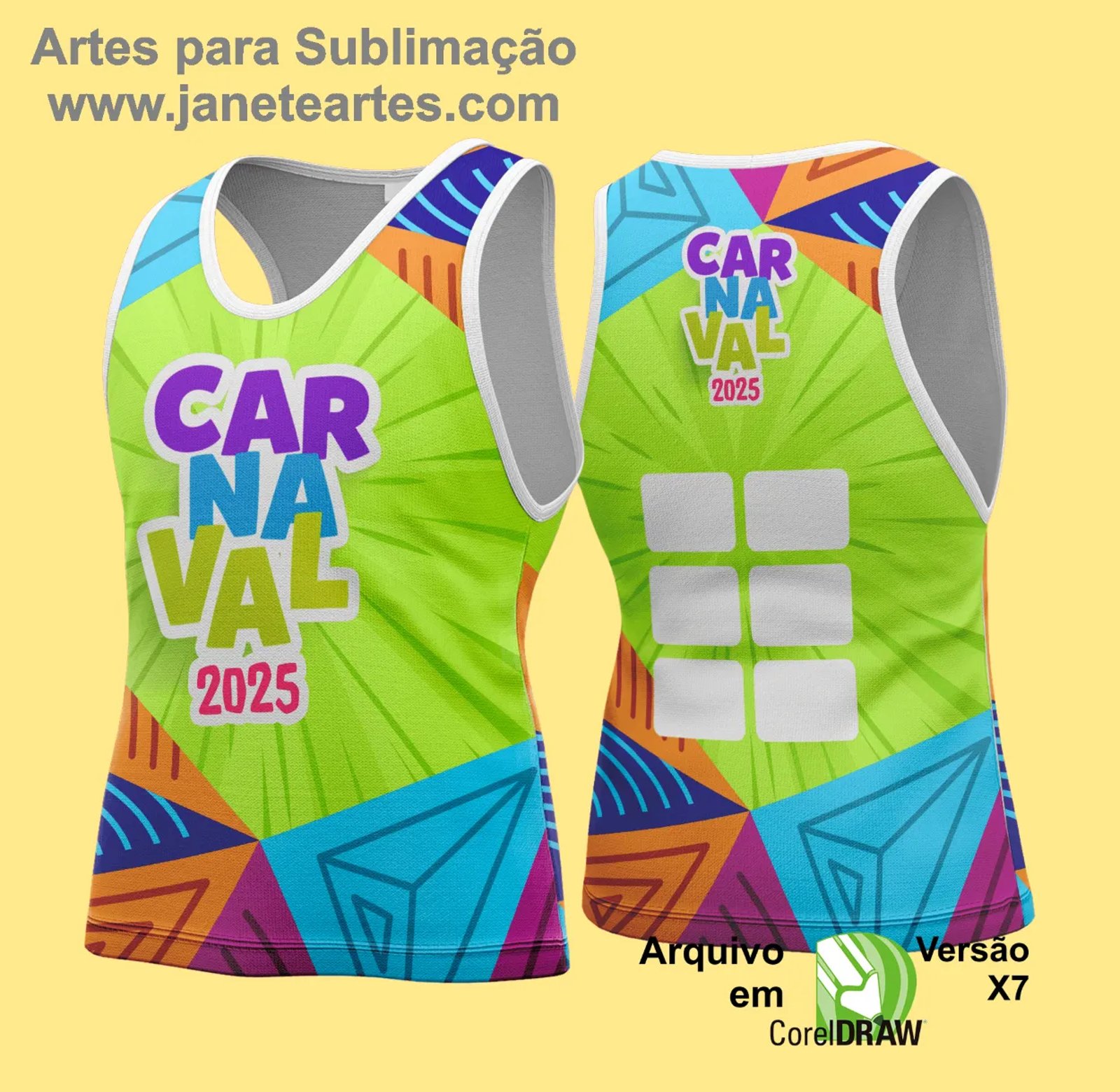 Arte Vetor - Camisa Abadá de Carnaval 2026 - Modelo 200 - Janete Artes