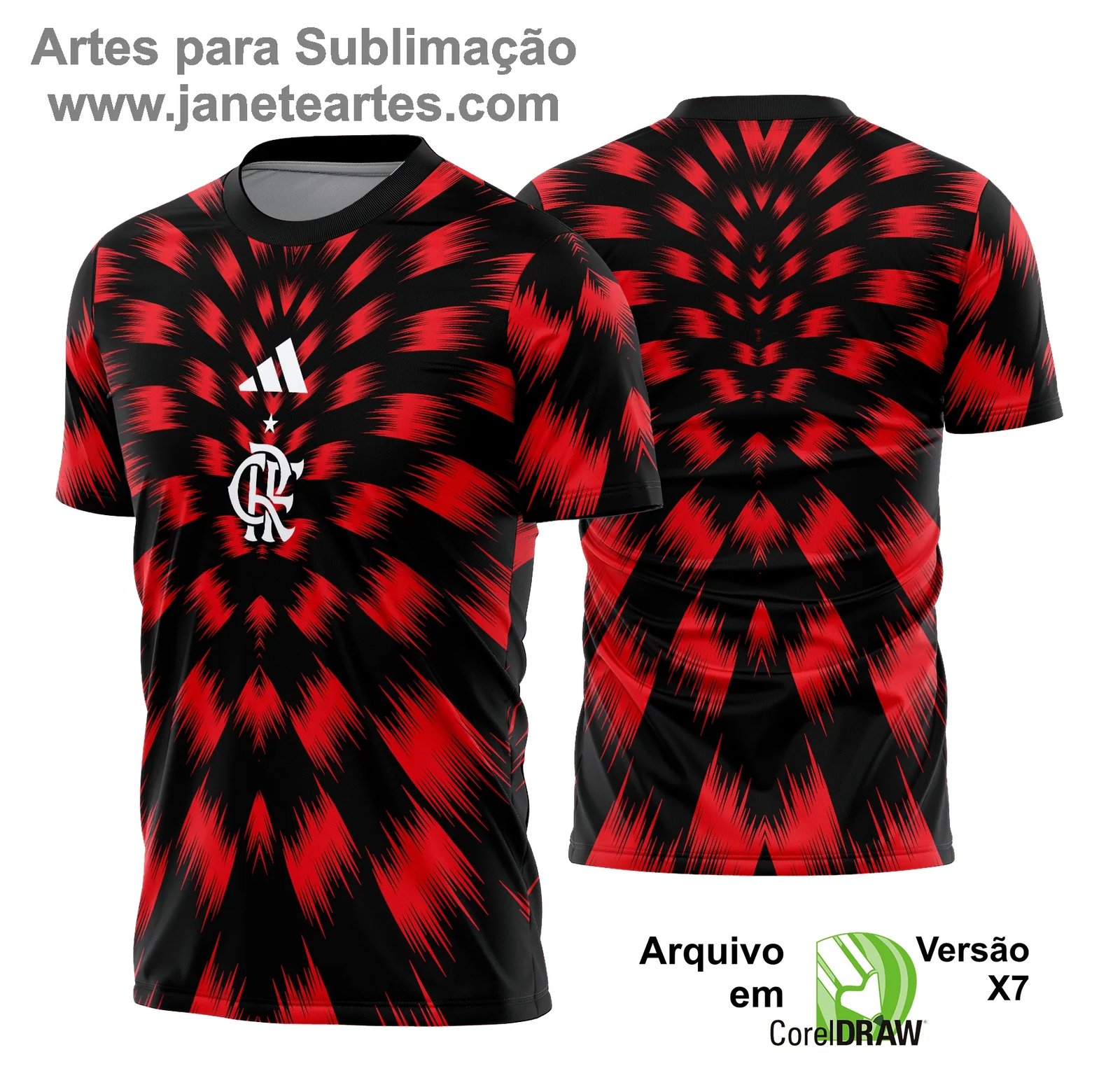 Arte Vetor Camisa Flamengo Pré-Jogo 2025 - 2026 - Janete Artes