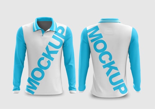 Arte Vetor Camisa Mockup Editavel CDR CorelDraw Camisa Gola V Polo Manga Longa