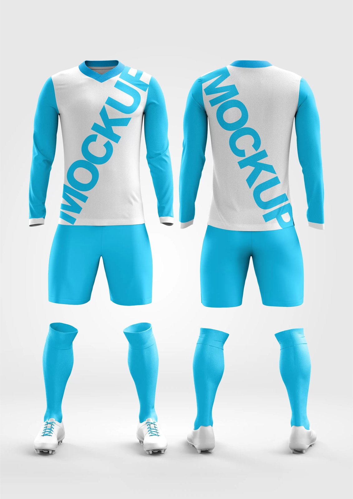 Arte Vetor Camisa Mockup Editavel CDR CorelDraw Uniforme Esportivo Gola V Manga Longa