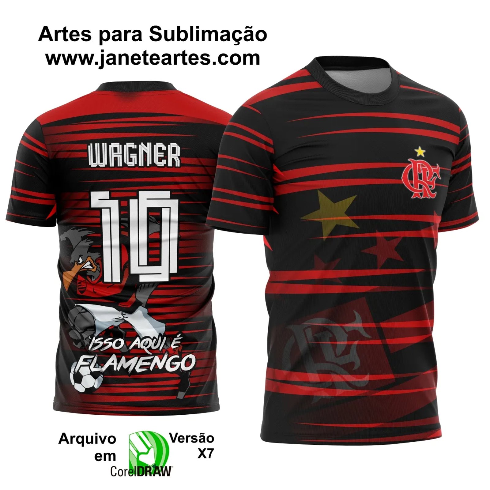 Arte Vetor Camisa do Flamengo Personalizada - Janete Artes