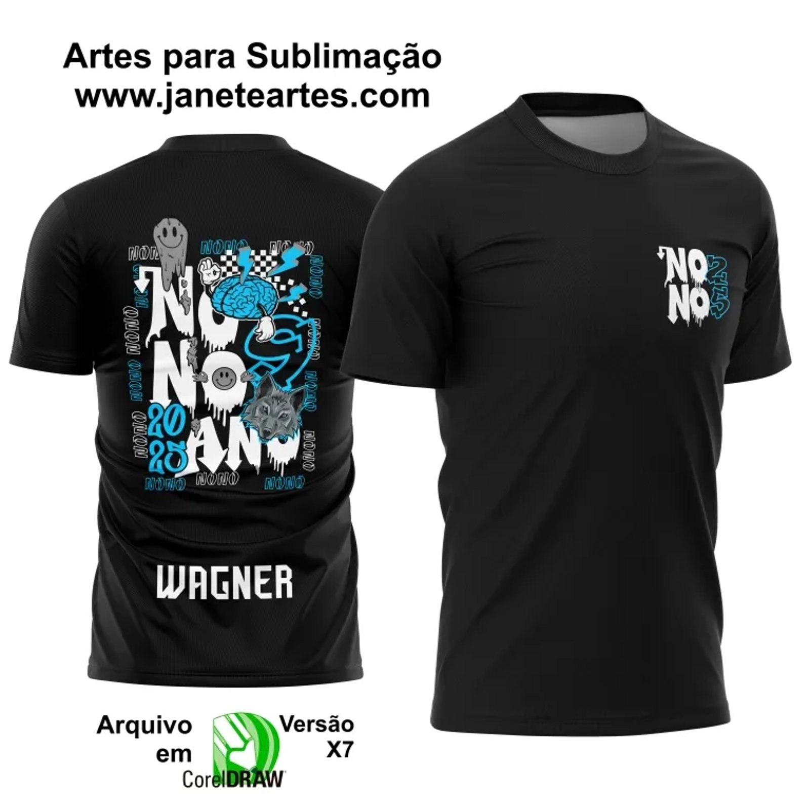 Arte Vetor Camisa Formandos Nono Ano Lobo Cinza 2025 - Janete Artes