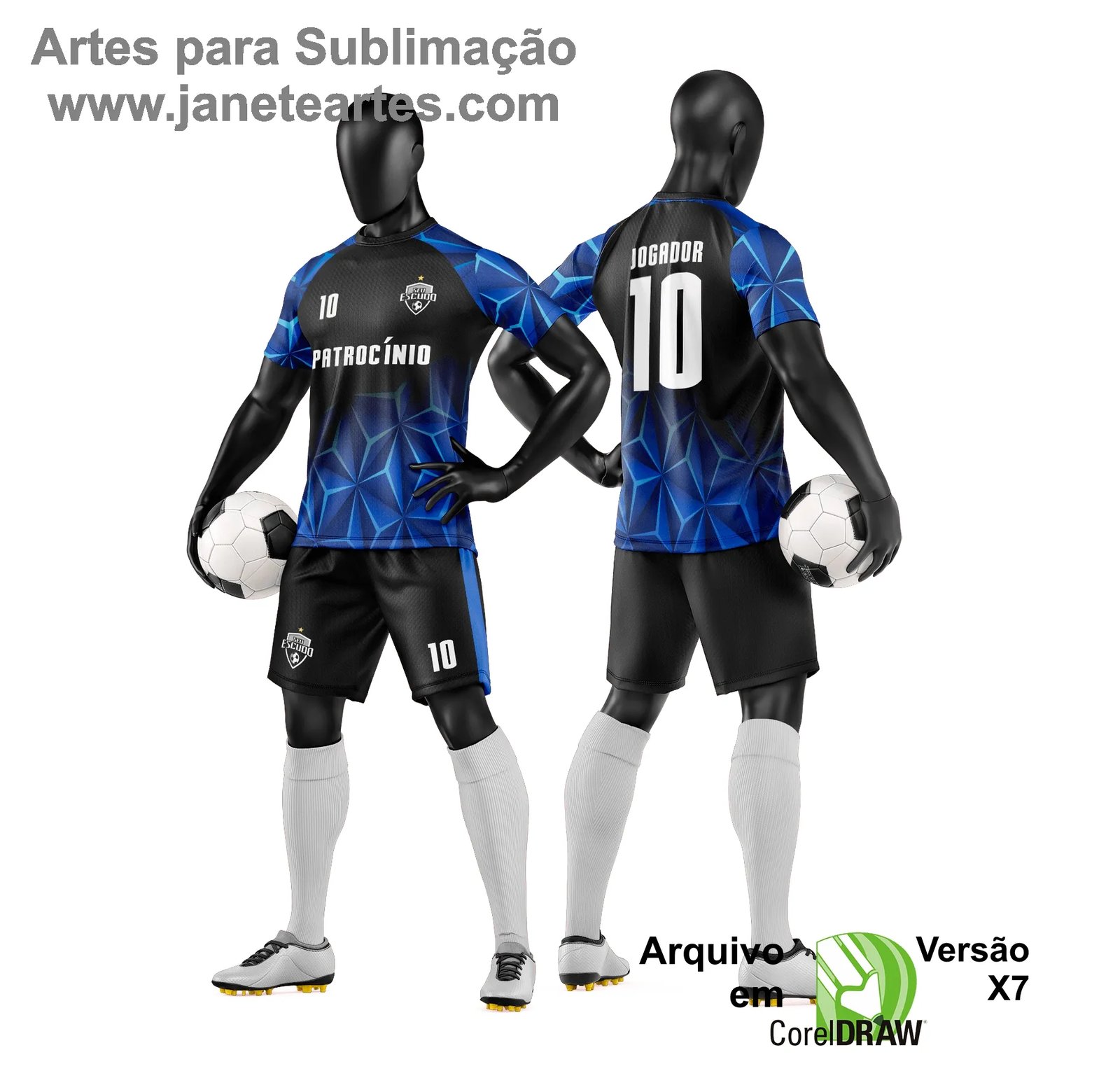 Arte Vetor Camisa e Short de Time de Futebol Amador