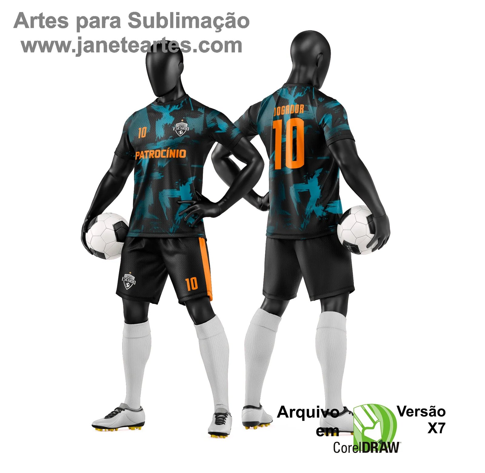 Arte Vetor Camisa e Short de Time de Futebol Amador