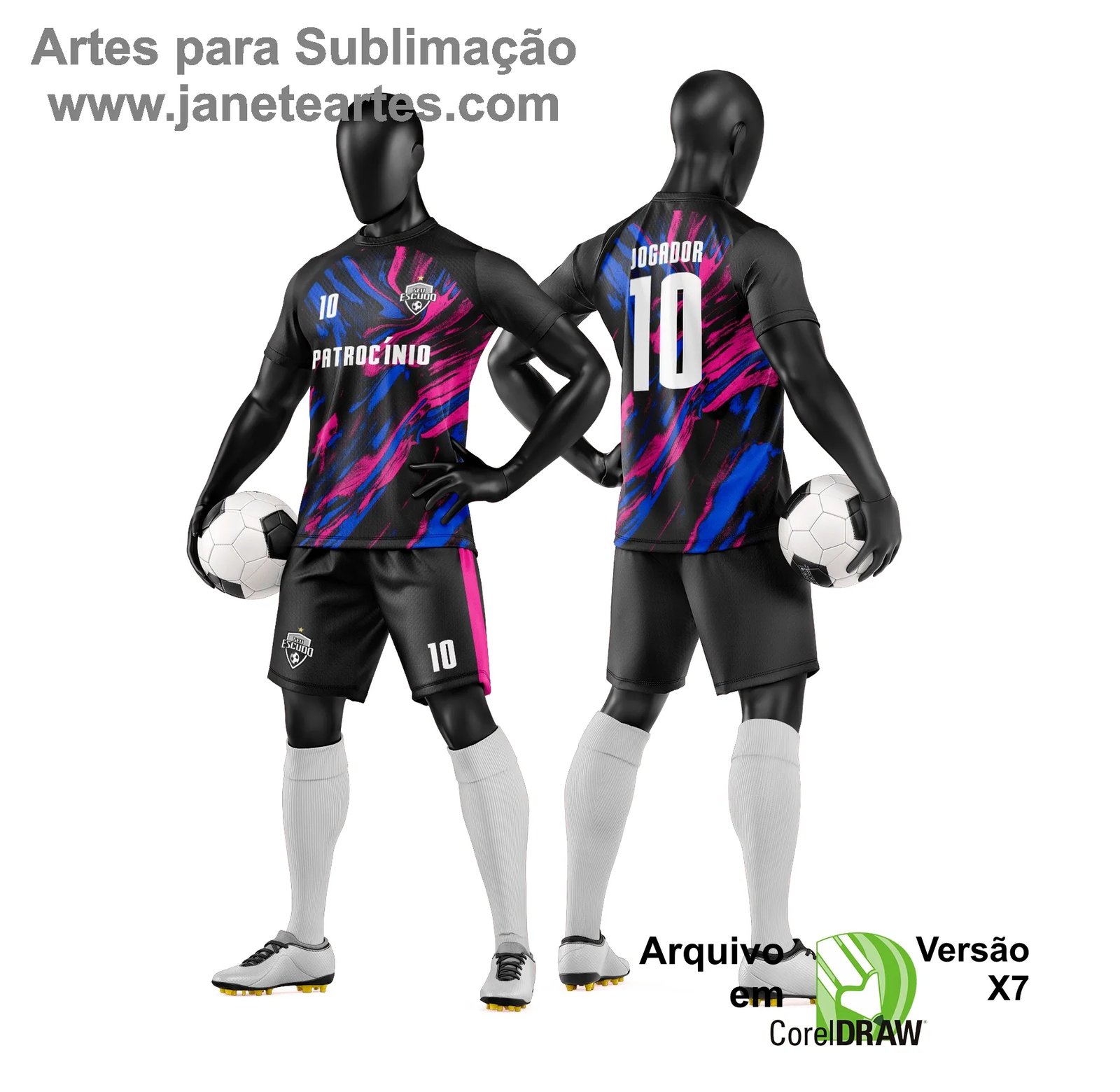 Arte Vetor Camisa e Short de Time de Futebol Amador