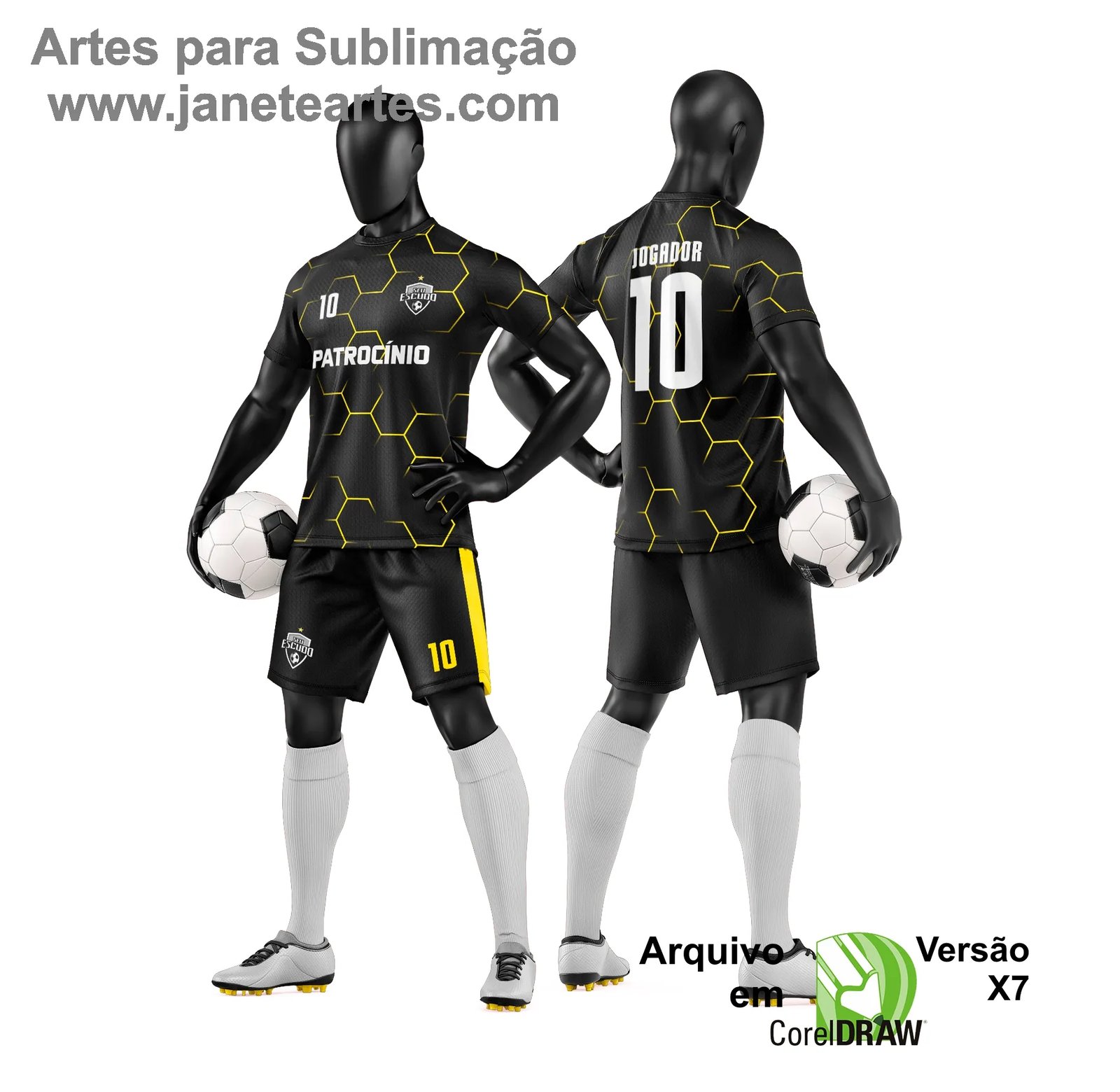 Arte Vetor Camisa e Short de Time de Futebol Amador