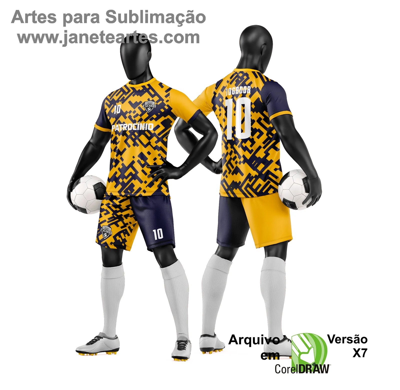 Arte Vetor Camisa e Short de Time de Futebol Amador