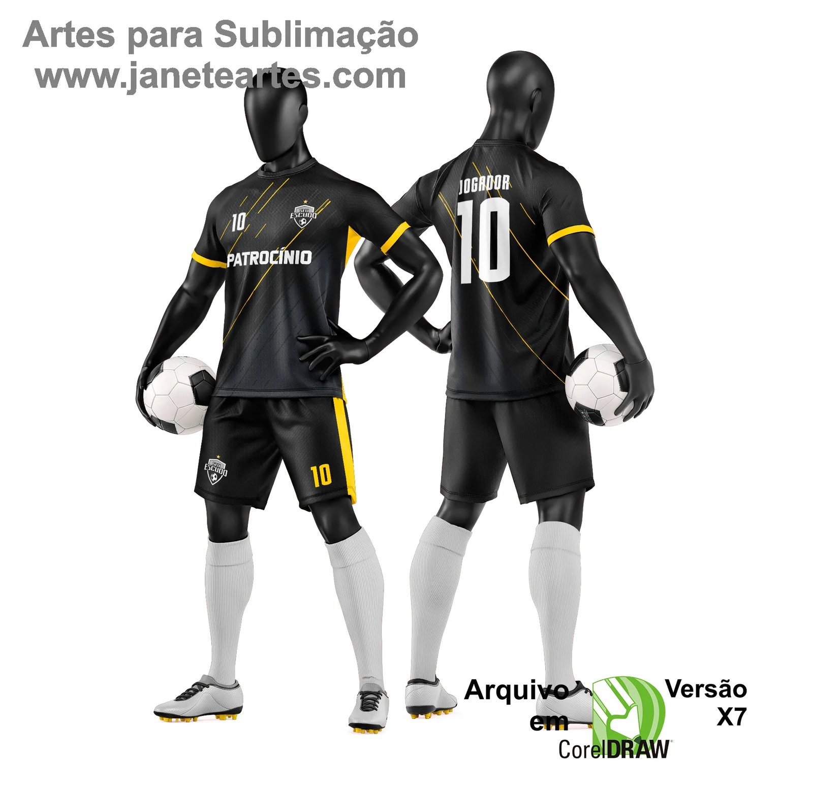 Arte Vetor Camisa e Short de Time de Futebol Amador