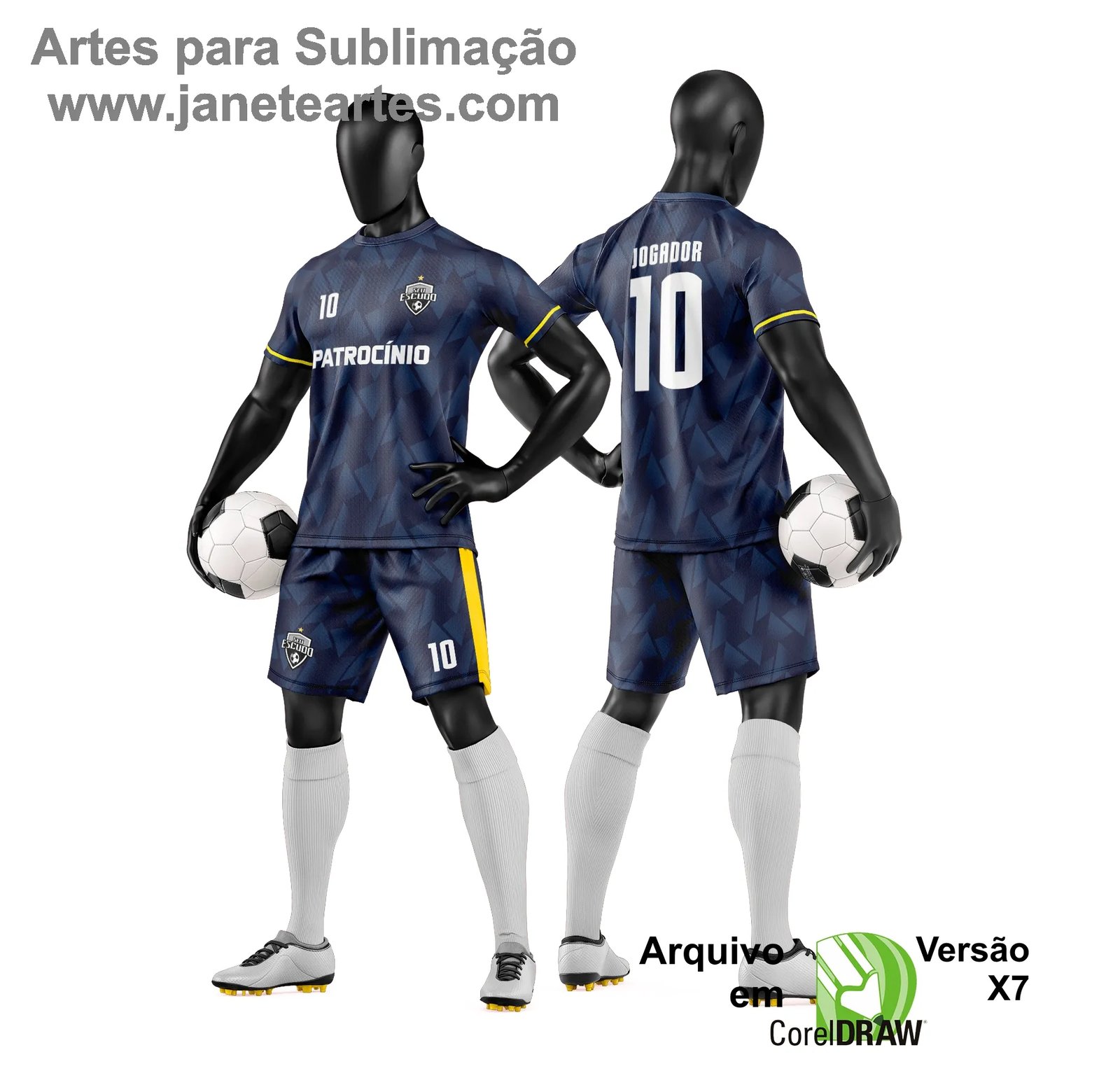 Arte Vetor Camisa e Short de Time de Futebol Amador