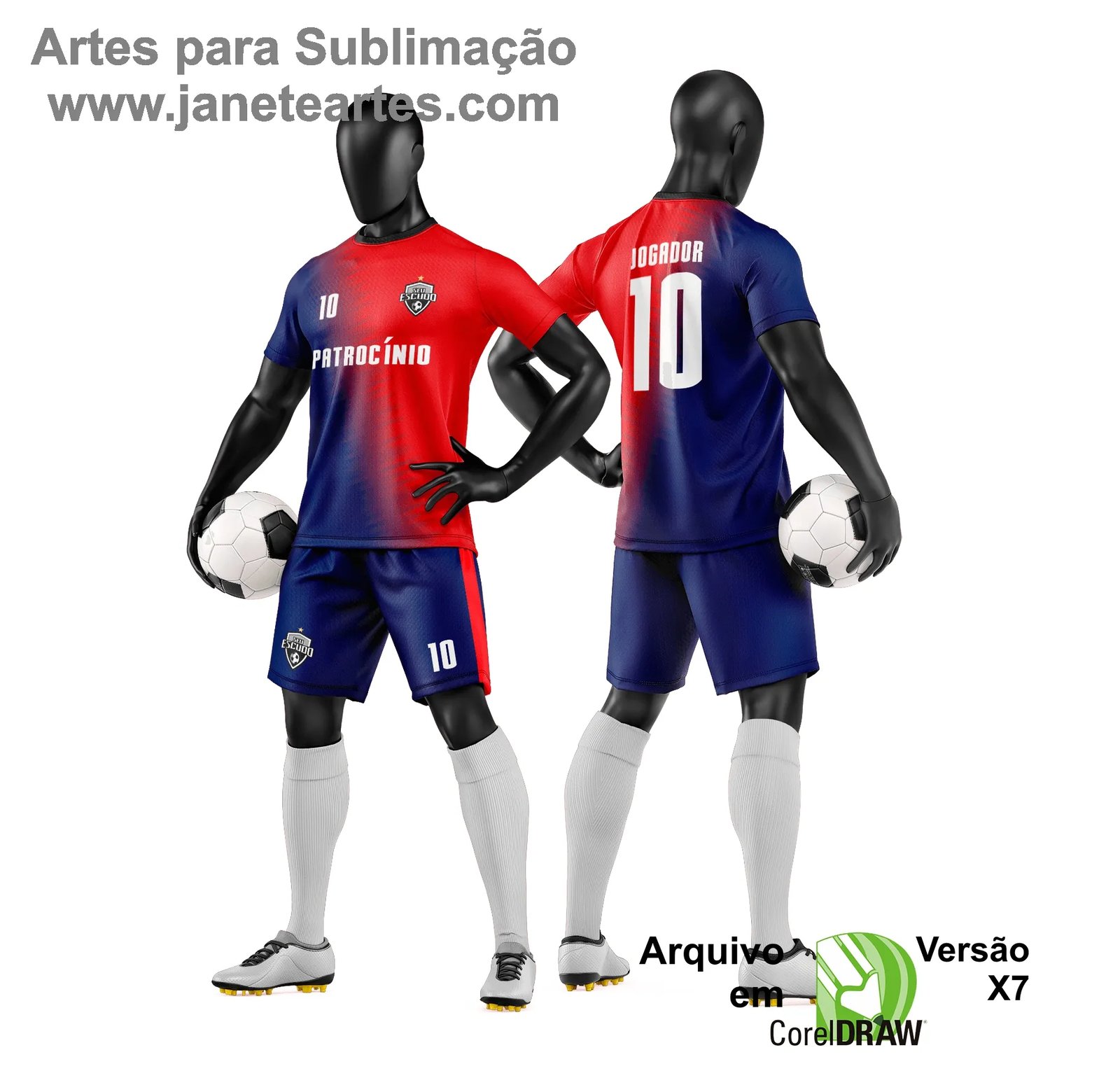 Arte Vetor Camisa e Short de Time de Futebol Amador