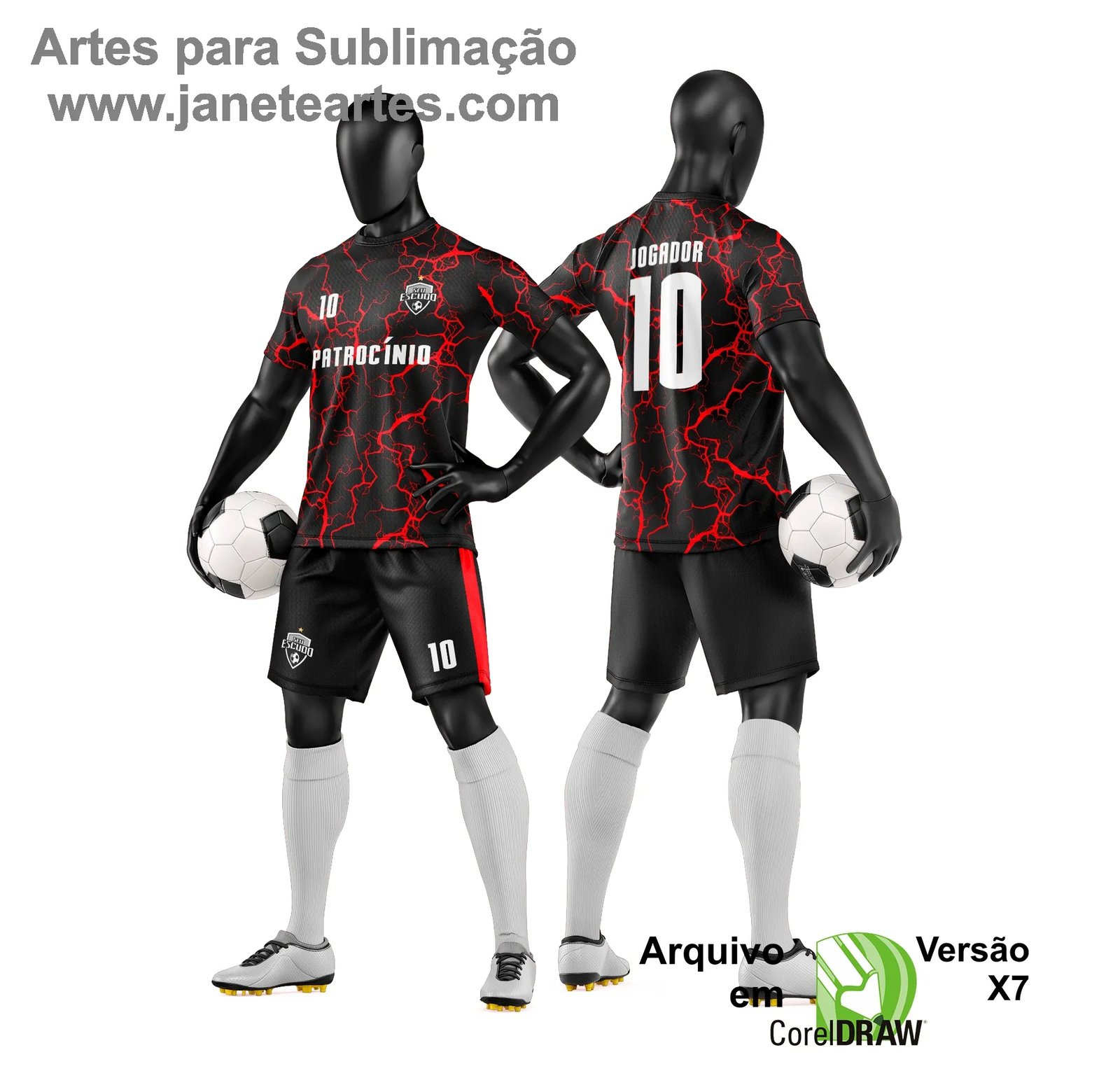 Arte Vetor Camisa e Short de Time de Futebol Amador
