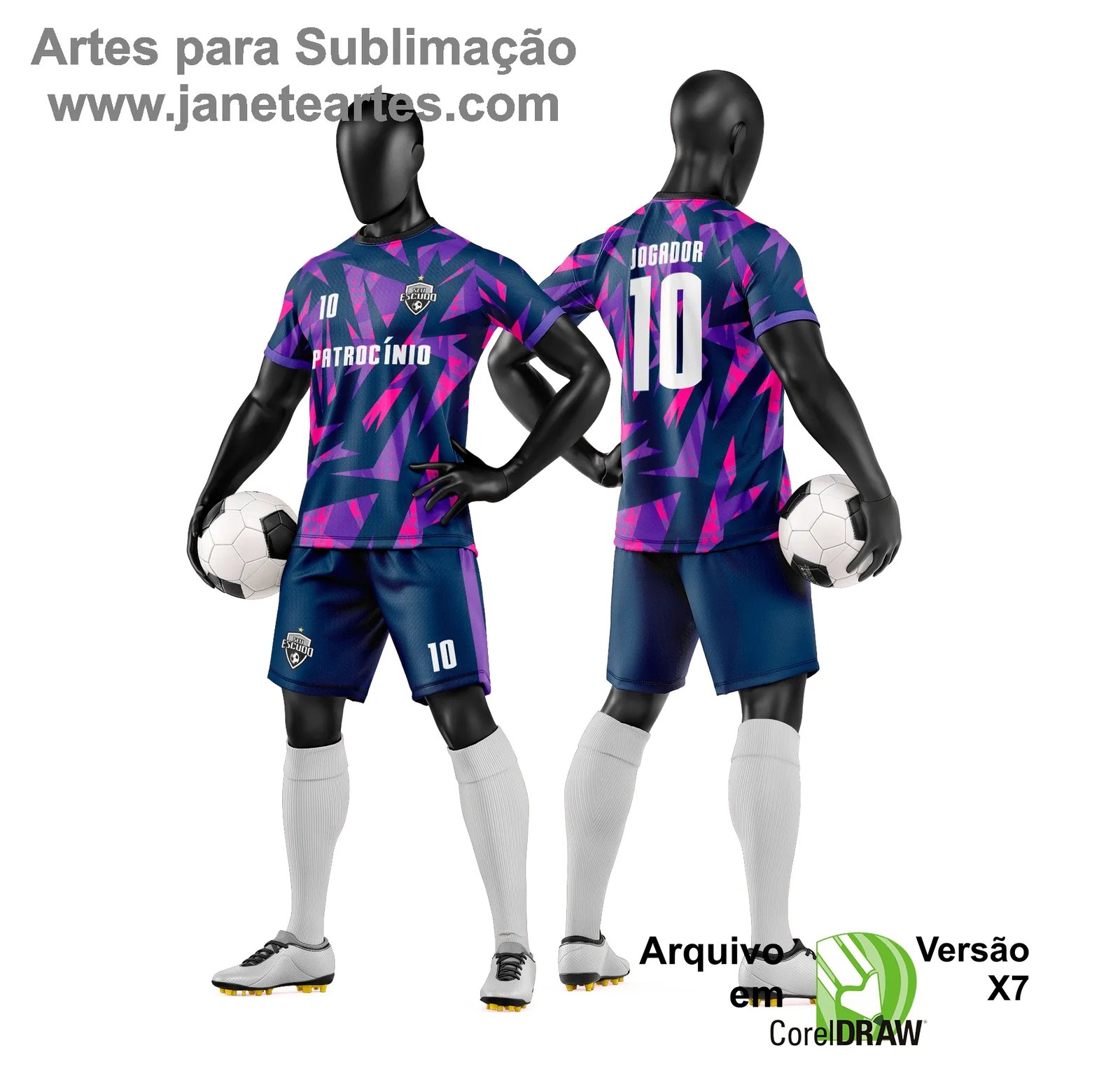 Arte Vetor Camisa e Short de Time de Futebol Amador