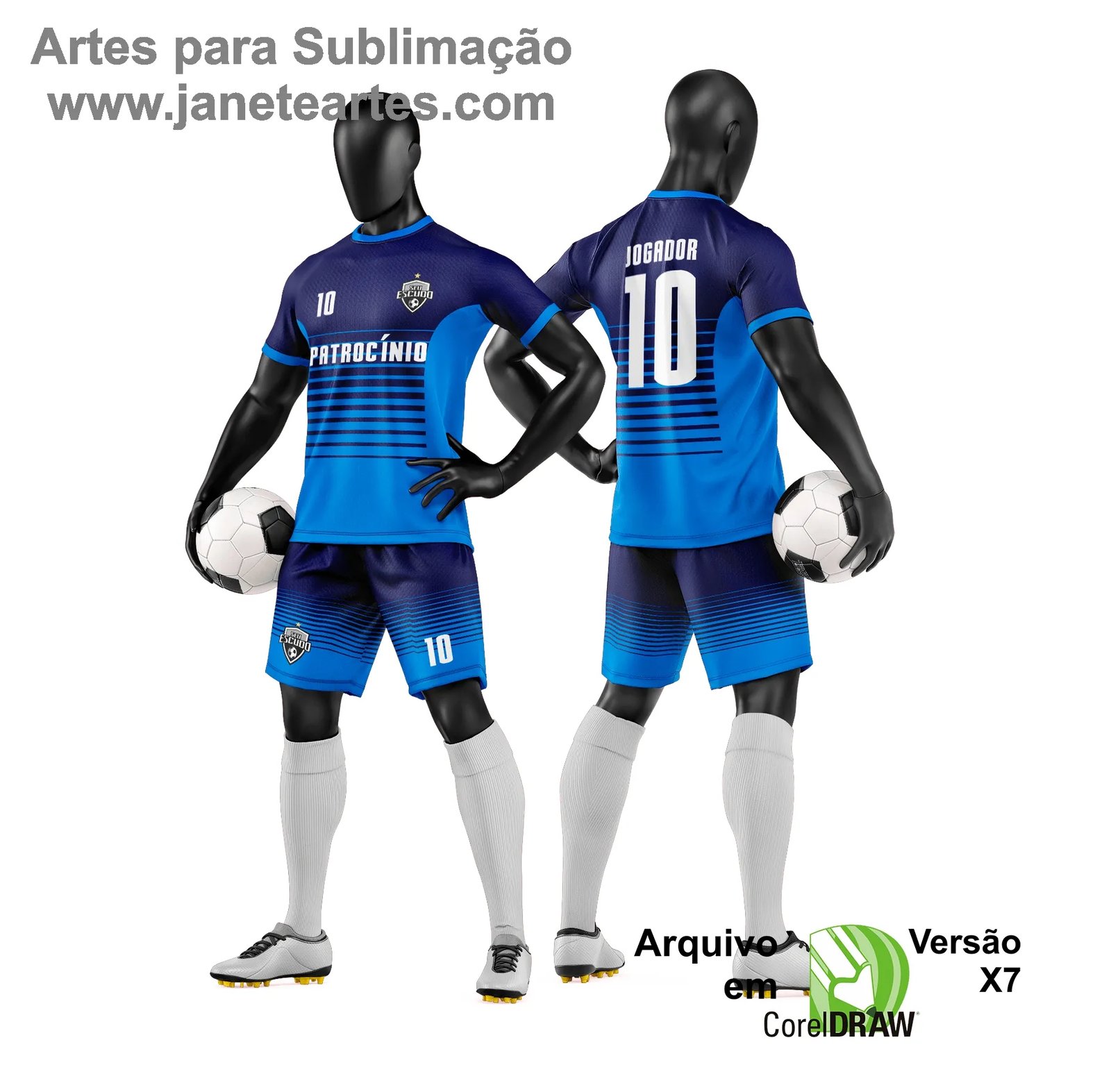Arte Vetor Camisa e Short de Time de Futebol Amador