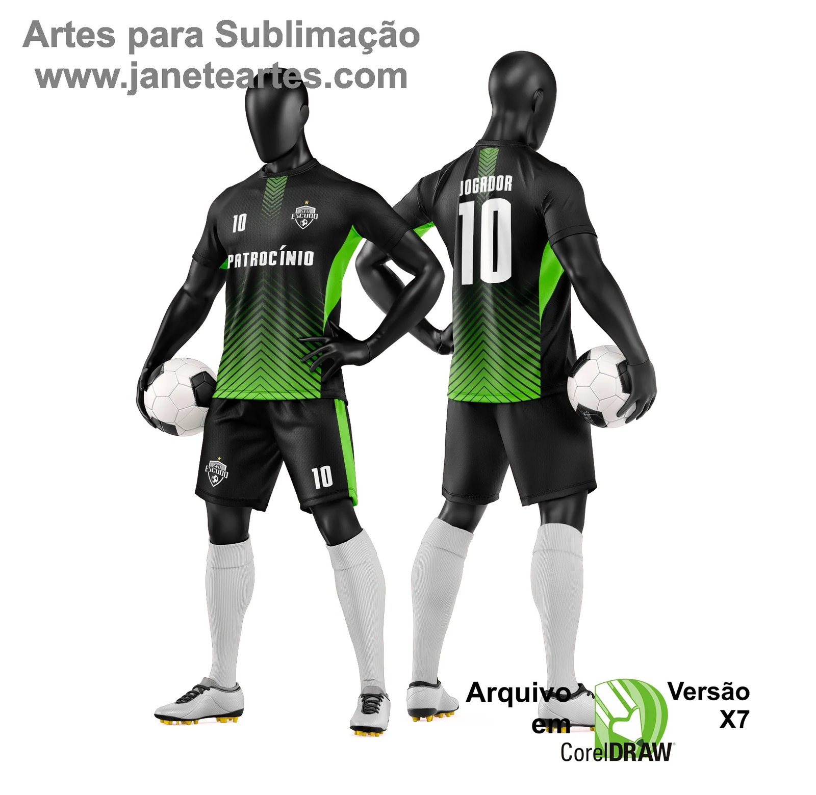 Arte Vetor Camisa e Short de Time de Futebol Amador