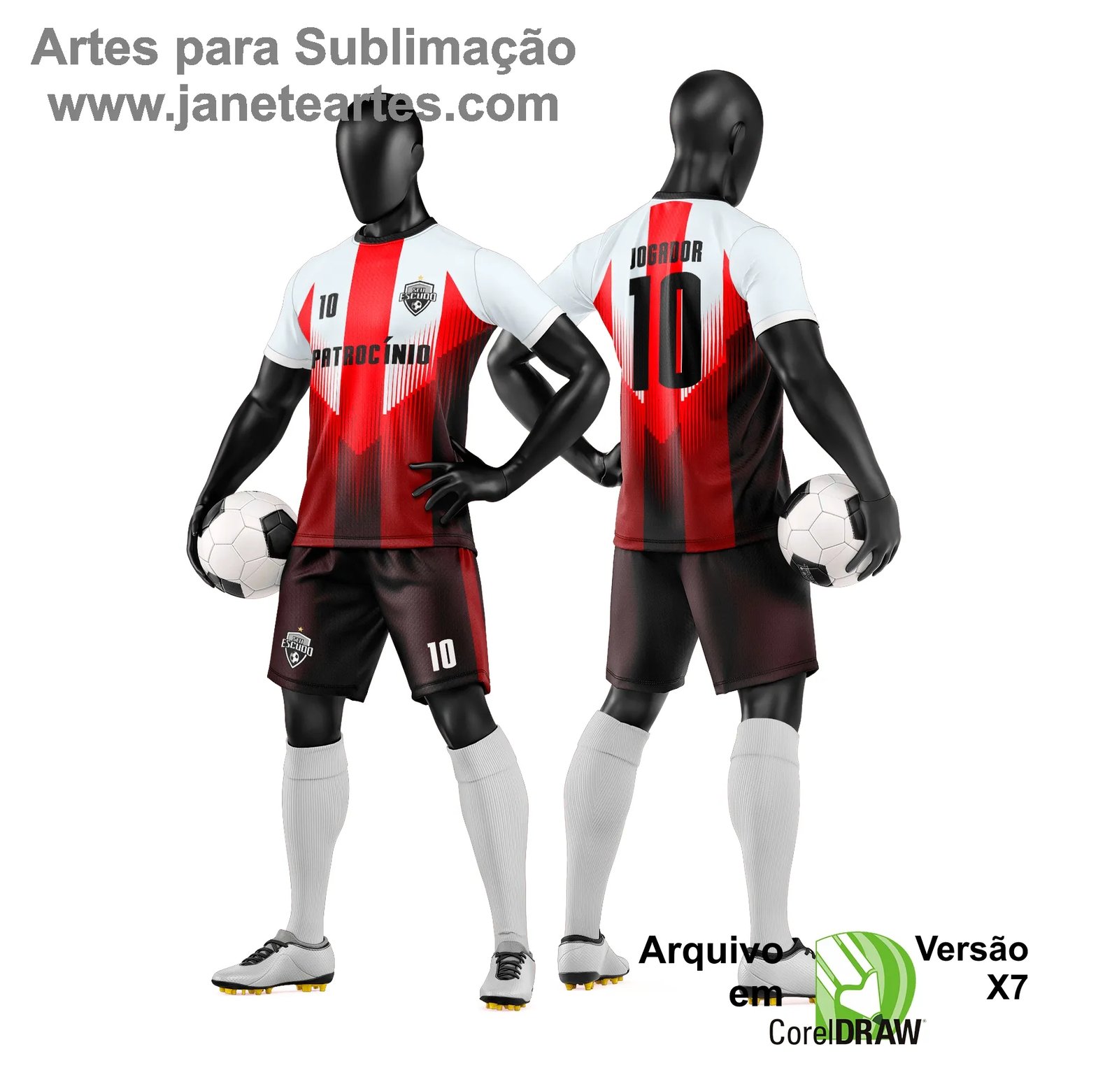 Arte Vetor Camisa e Short de Time de Futebol Amador