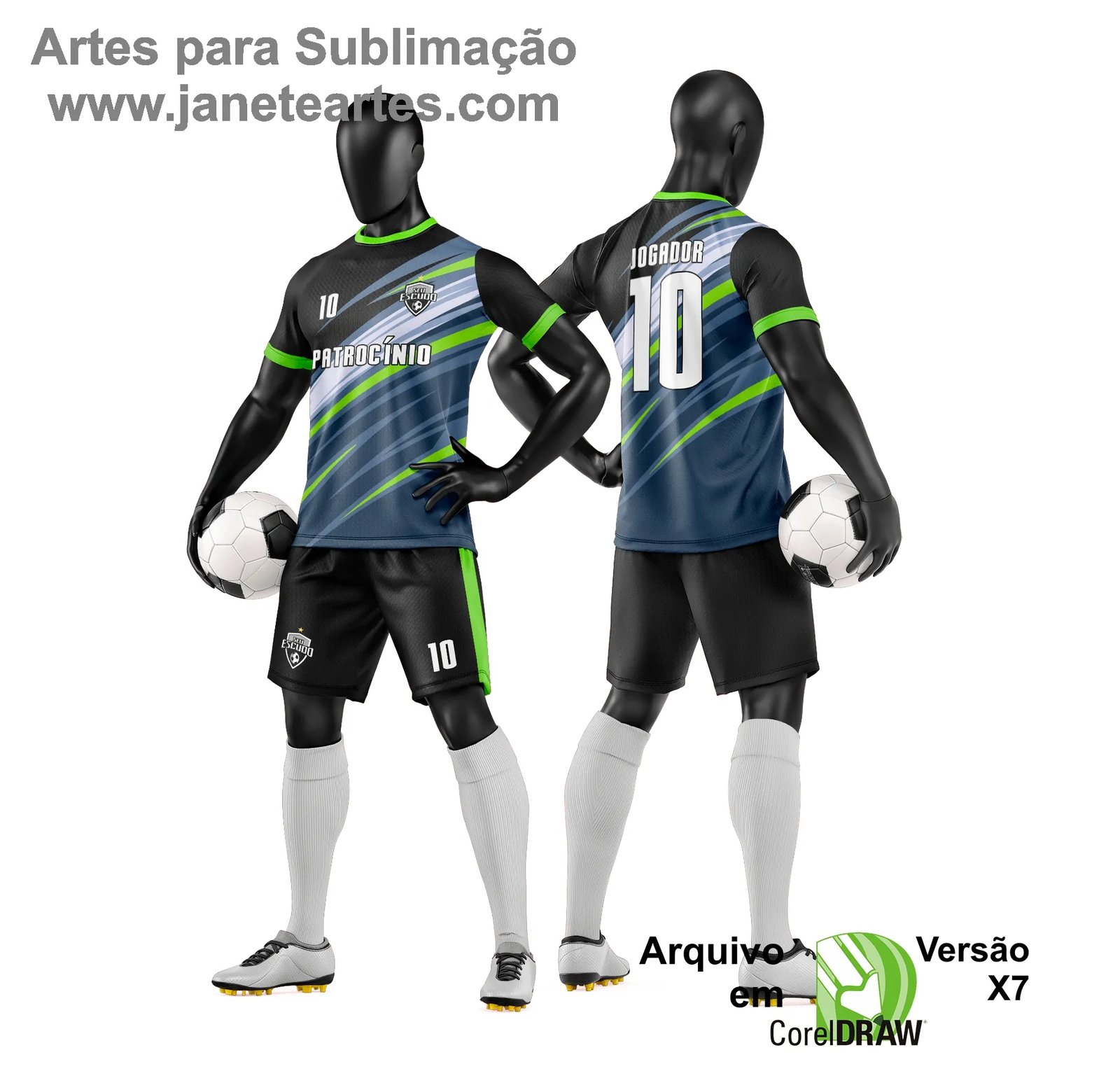 Arte Vetor Camisa e Short de Time de Futebol Amador